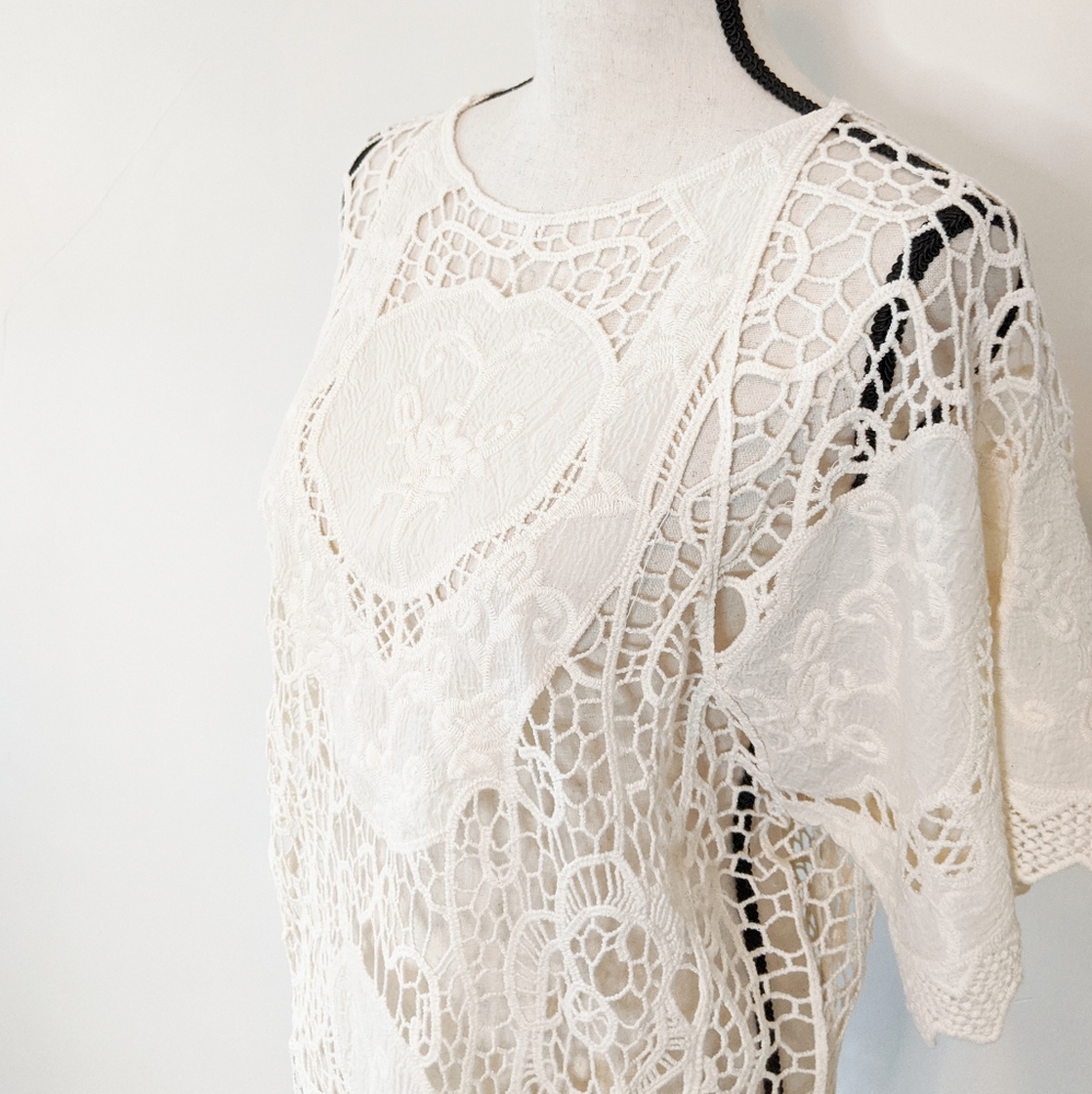 🌸🌟LAST 1🌟NWT Oddi Cotton Crochet Lace Top - Picture 2 of 6